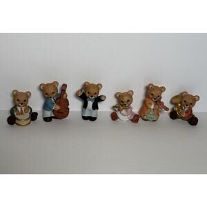 Lot of 6 Vintage Homco Bears #1422 Musical Band Orchestra Figurines